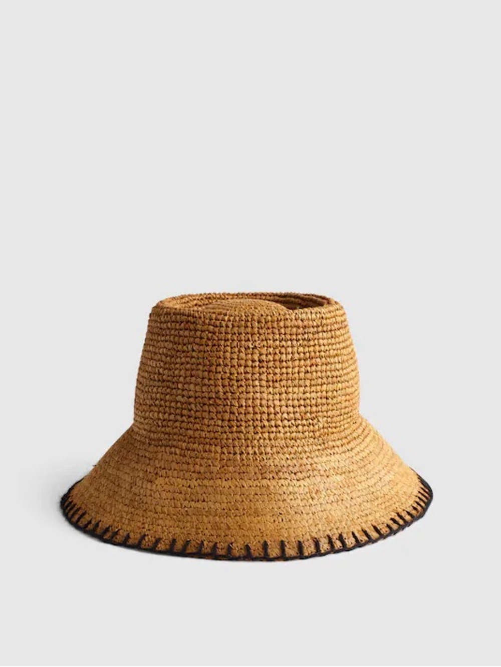 NWOT Madewell Blanket-Stitch Lantern Hat Natural Woven Straw